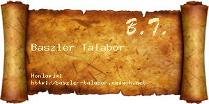 Baszler Talabor névjegykártya